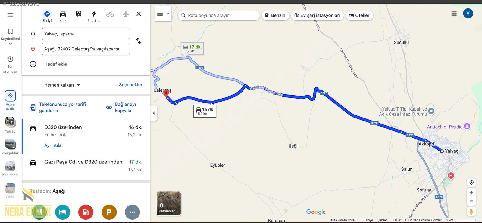 EĞİRDİR GÖLÜ YAKINI TEKTAPU YERLEŞİMİN DİBİ KADASTRO YOLLU 372m2