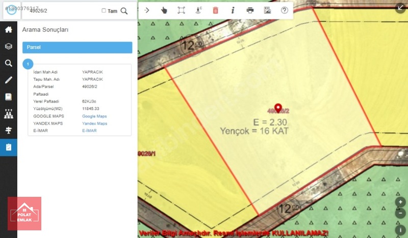 ETİMESGUT YAPRACIKTA SATILIK ARSA POLAT EMLAKtan