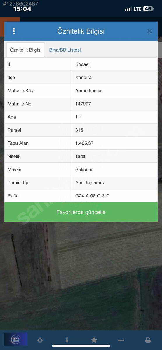 ENKA'DAN KANDIRA AHMETHACILAR'DA SATILIK 1465 m2 SATILIK ARSA