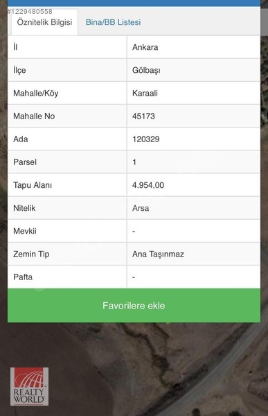 ANKARA GÖLBAŞI KARAALİ SATILIK YATIRIMLIK ARSA