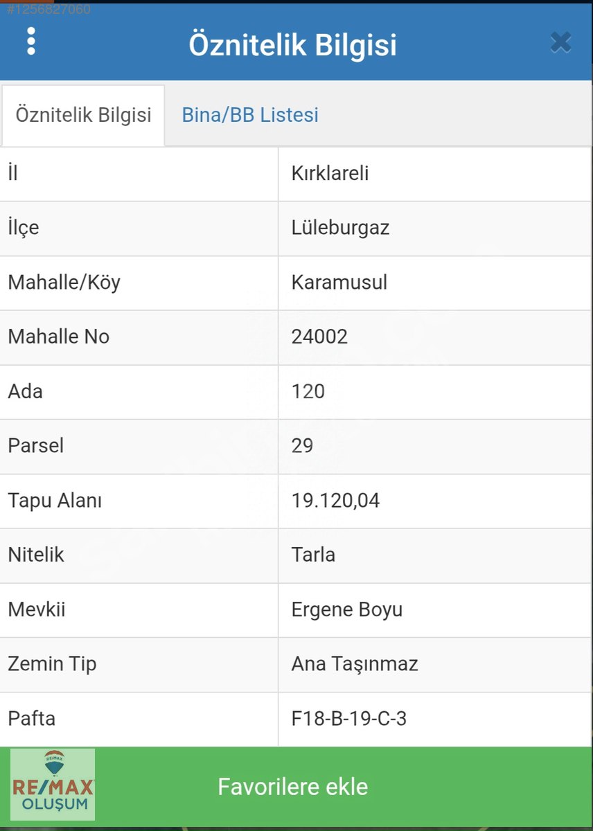 KIRKLARELİ,LÜLEBURGAZ,KARAMUSUL KÖYÜNDE, SATILIK 19.120 M2 TARLA