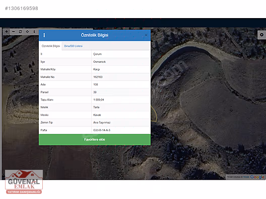 TEK TAPULU 1009M2 ÇOK UYGUN FİYAT İLE ARKASI KOMPLE YAYLIM