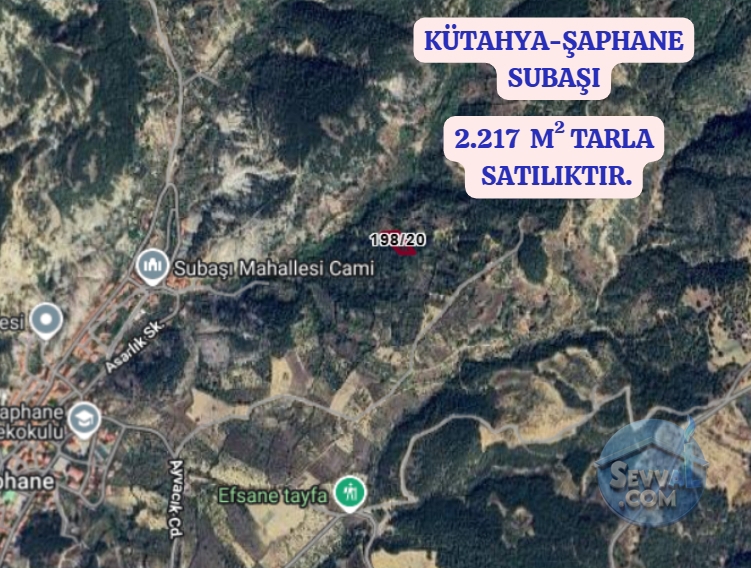 KÜTAHYA ŞAPHANE SUBAŞI KÖYÜNDE 2.217 M² TARLA SATILIKTIR