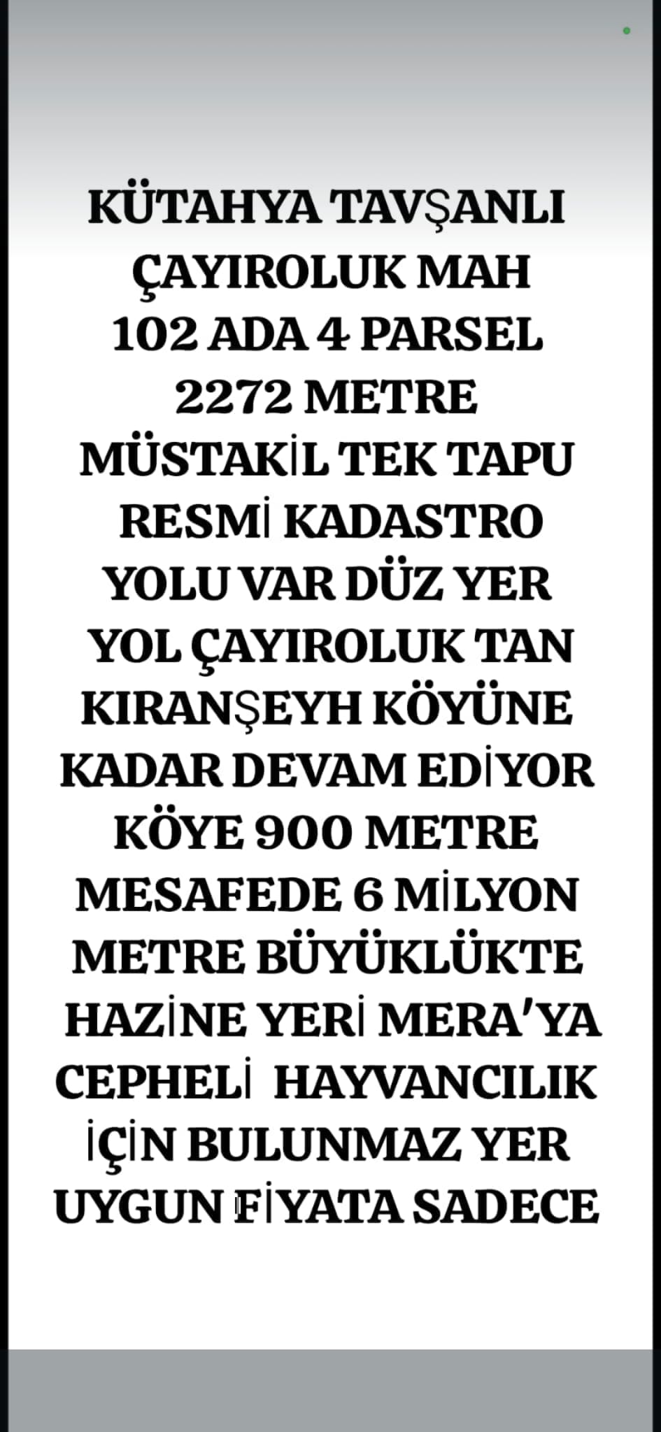 Kütahyada uygun fiyatlı müstakil parsel