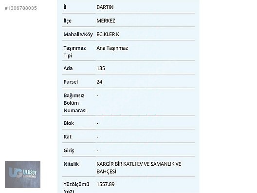DAİRE FİYATINA BİNA VE ARSA