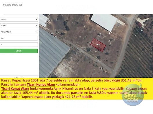 60'lık Yol Cepheli Ticari Konut İmarlı 0,90 Emsal Yatırımlık Arsa