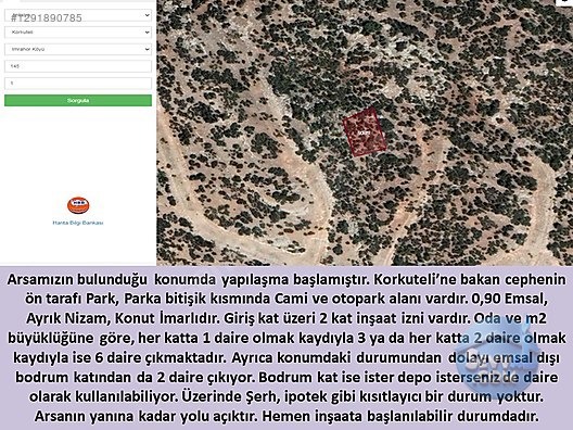 Korkuteli'nin en gözde parseli satışta... Otogar Karşısı Tepenin Üstü....