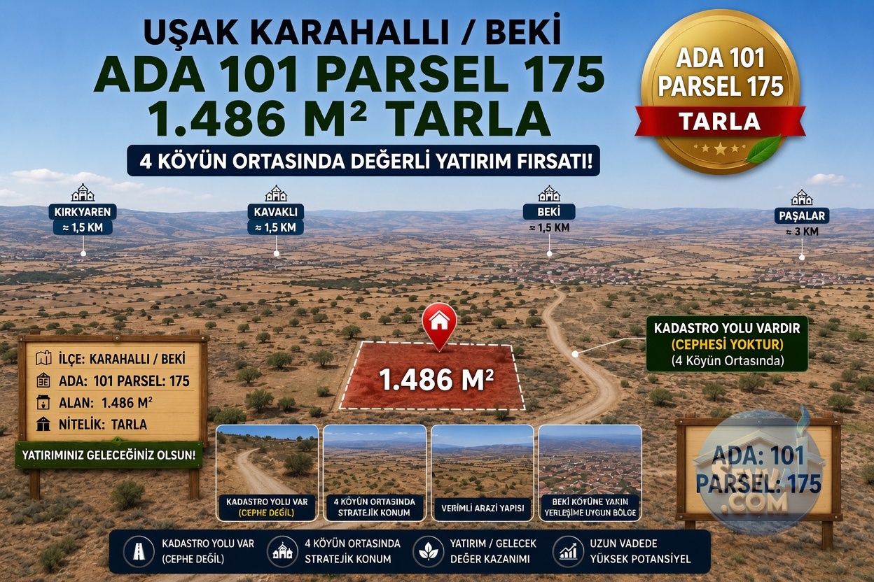Sahibinden Karahallı/Beki Tek Tapu Tarla - UŞAK KARAHALLI fotoğraf 1
