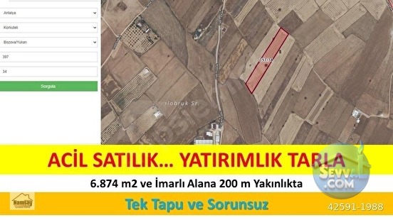İmarlı Alana Çok Yakın Acil Satılık Yatırımlık Tarla