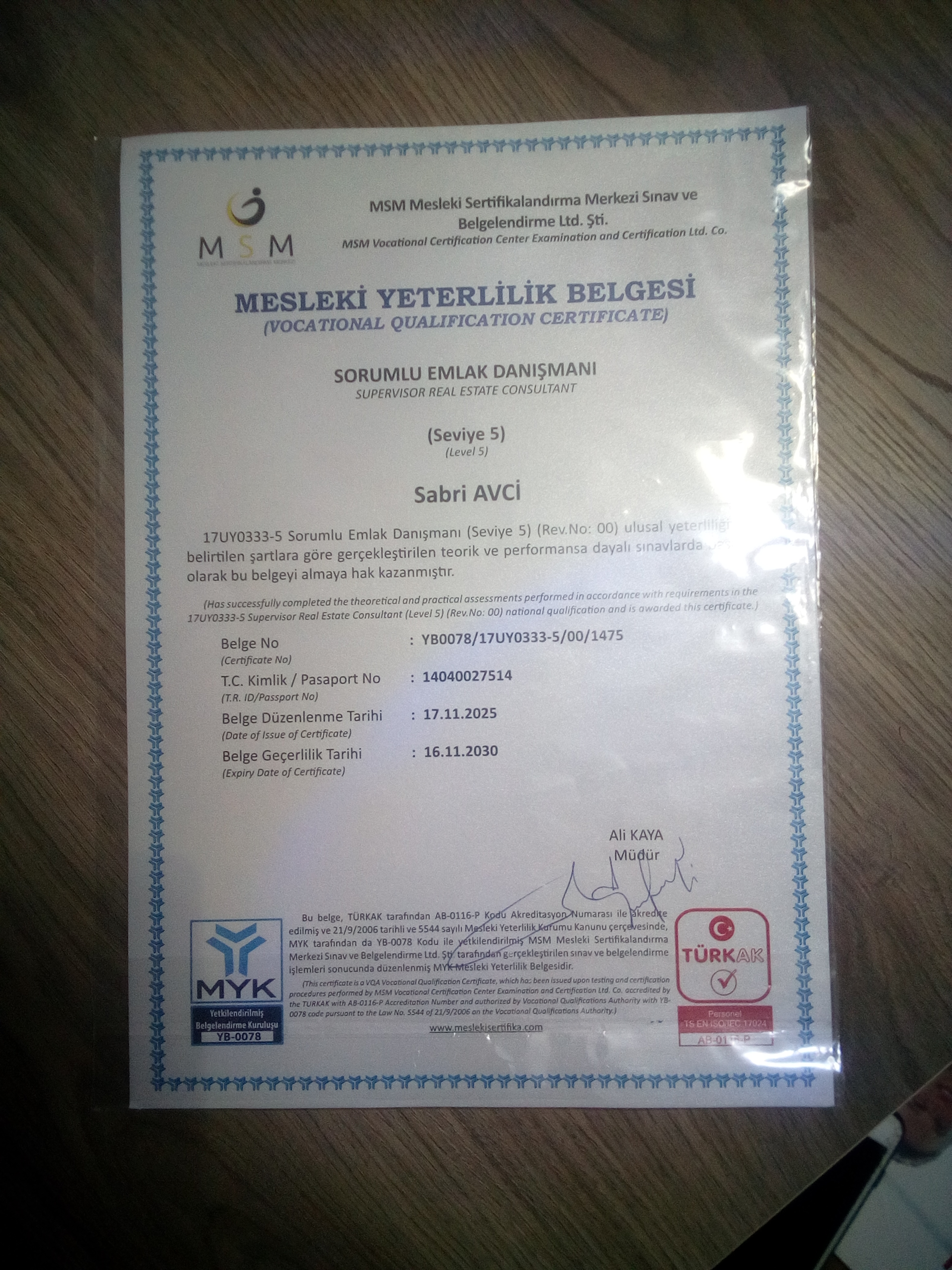 Seviye 5 Belgesi