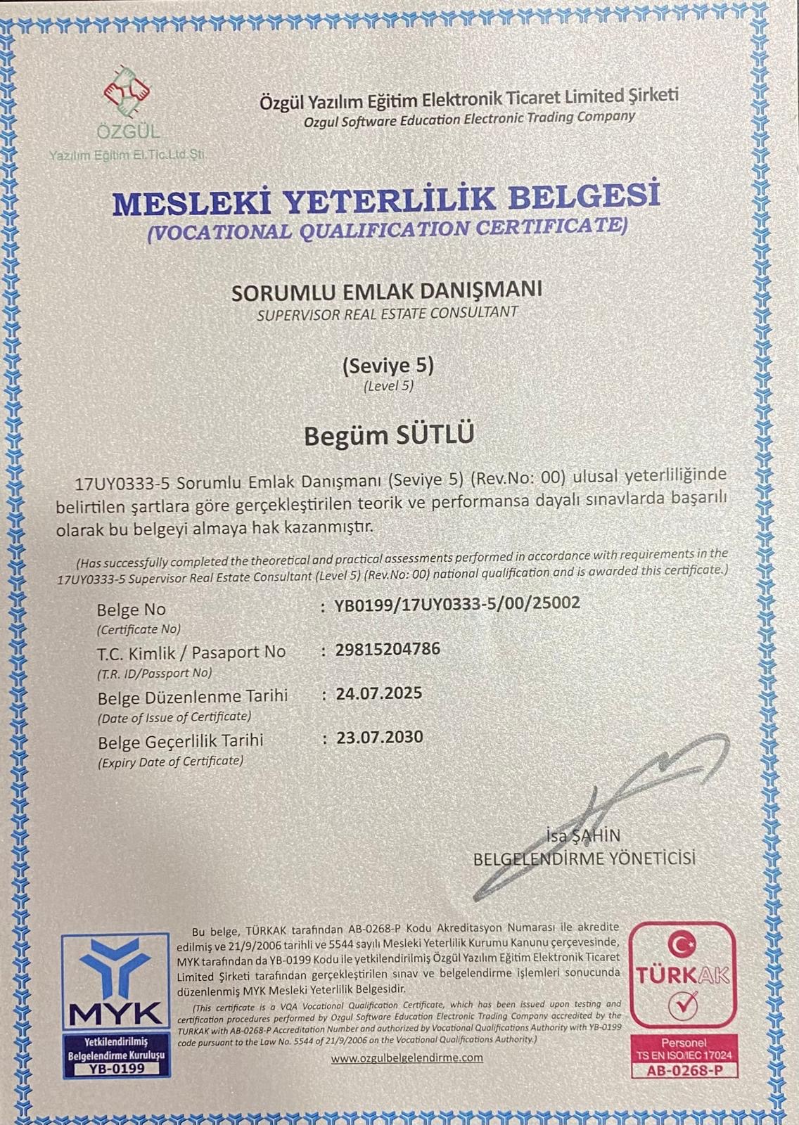 Seviye 5 Belgesi