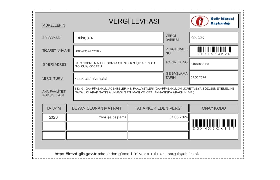 Yetki/Vergi Belgesi