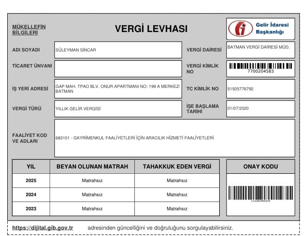 Yetki/Vergi Belgesi