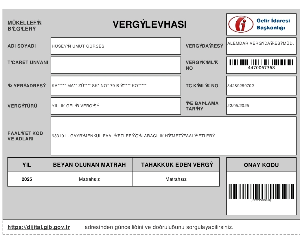 Yetki/Vergi Belgesi